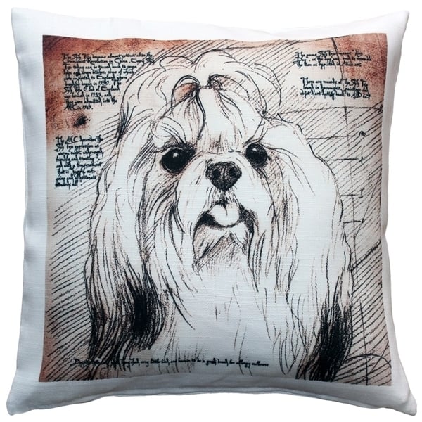 Pillow Decor Shih Tzu Top Knot Dog Pillow 17x17 Indoor Outdoor Fabric Poly-Linen Image 1