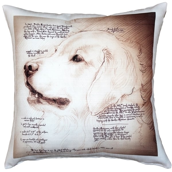 Golden Retriever Dog Pillow 17x17 Indoor Outdoor Poly Linen Soft Fabric Image 1