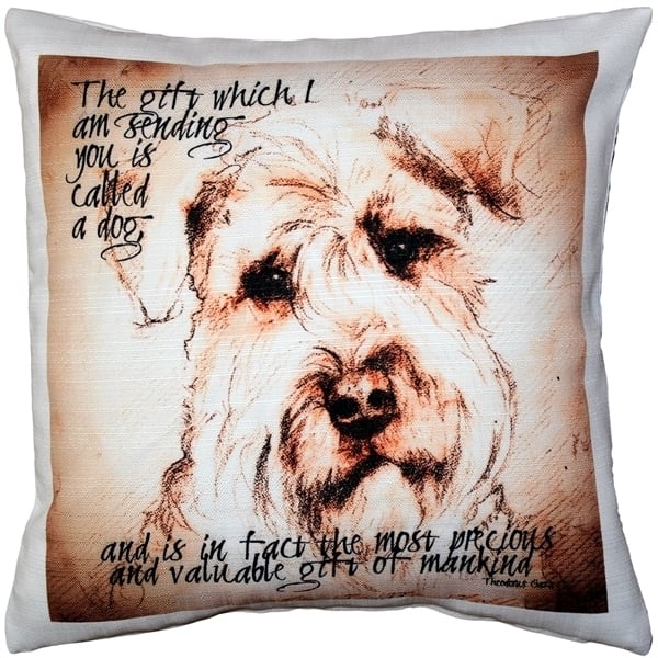 Airdale Terrier Pillow 17x17 Indoor Outdoor Poly Linen Fabric Dog Gift Image 1