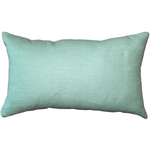 Pillow Decor Tuscany Linen Aqua Green Throw Pillow 12x19 100% Linen Accent Image 1