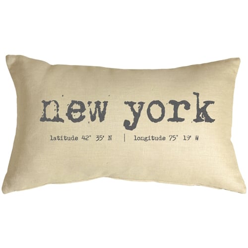 Pillow Decor York Coordinates Throw Pillow 12x19 Cream Linen 100% Linen Image 1