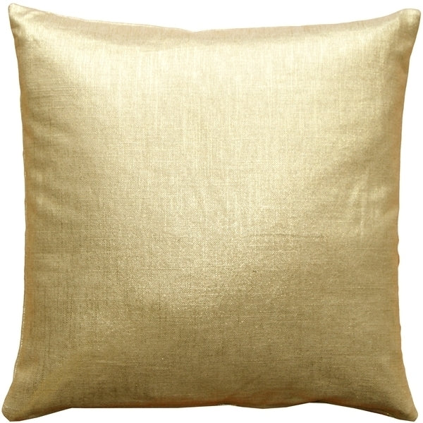 Pillow Decor Tuscany Linen Gold Metallic 16x16 Throw Pillow 100% Linen Image 1