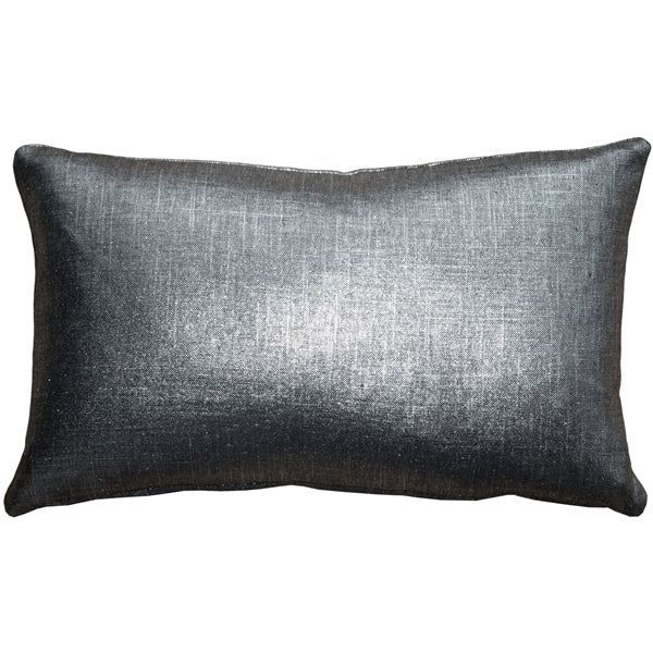 Pillow Decor Tuscany Linen Platinum Metallic 12x19 Throw Pillow Silver Linen Image 2