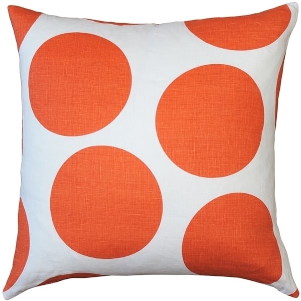 Pillow Decor Tuscany Linen Orange Circles Throw Pillow 22x22 Polka Dot Accent Image 1