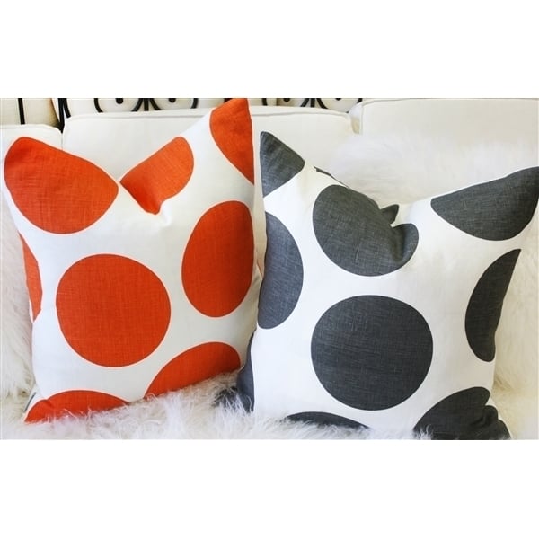 Pillow Decor Tuscany Linen Orange Circles Throw Pillow 22x22 Polka Dot Accent Image 3