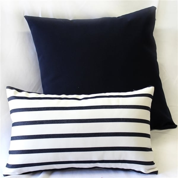 Sunbrella Outdoor Pillow Lido Indigo Stripes 12x19 UV Mildew Resistant Image 3