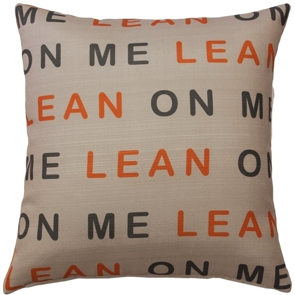 Pillow Decor Lean On Me 17x17 Orange Throw Pillow Indoor Outdoor Polyester Image 2