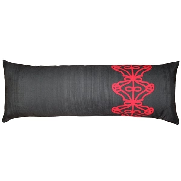 Pillow Decor Charcoal Scroll Outdoor Throw Pillow 12x35 Rectangular Polyester Image 1