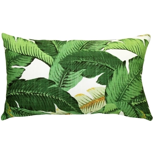 Pillow Decor Bahama Leaf Throw Pillow 12x19 Tropical Green Polyester Lumbar Image 1