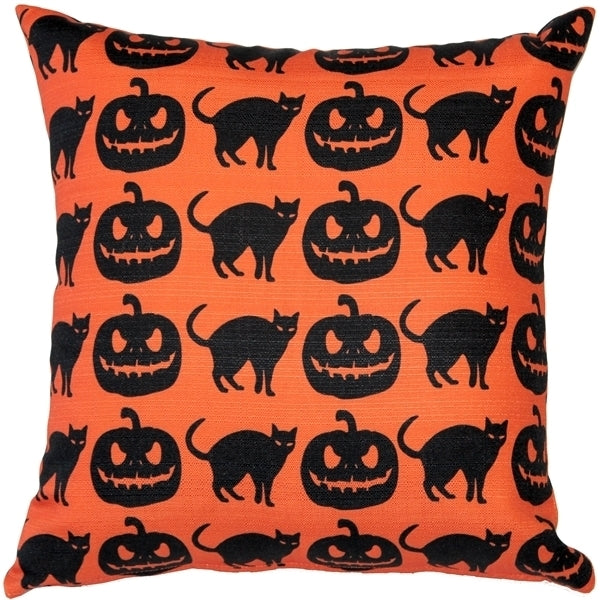 Pillow Decor Halloween Throw Pillow 17x17 Orange Black Cats Pumpkins Polyester Image 1