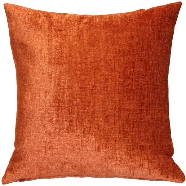 Pillow Decor Venetian Velvet Earthen Orange Throw Pillow 20x20 Square Polyester Image 1