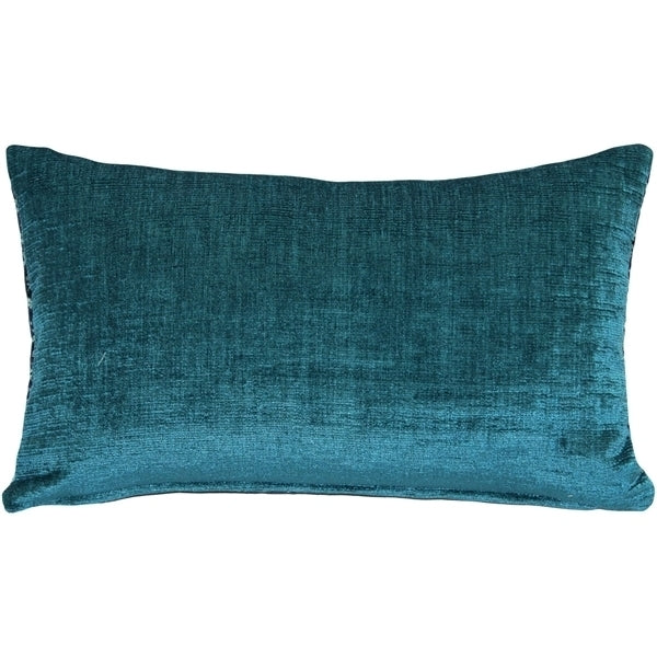 Pillow Decor - Venetian Velvet Peacock Teal Throw Pillow 12x20 Image 1