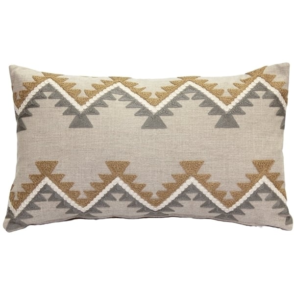 Pillow Decor Tulum Ranch Embroidered Throw Pillow 12x20 Cotton Blend Gray Caramel Image 1