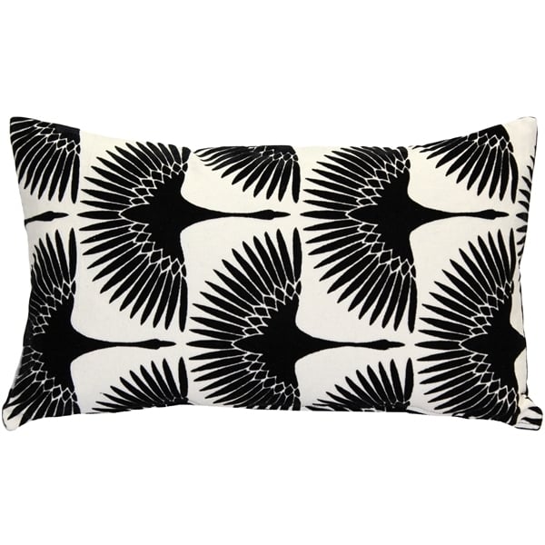 Pillow Decor Winter Flock Black White Throw Pillow 12x20 Velvet Cotton Image 1