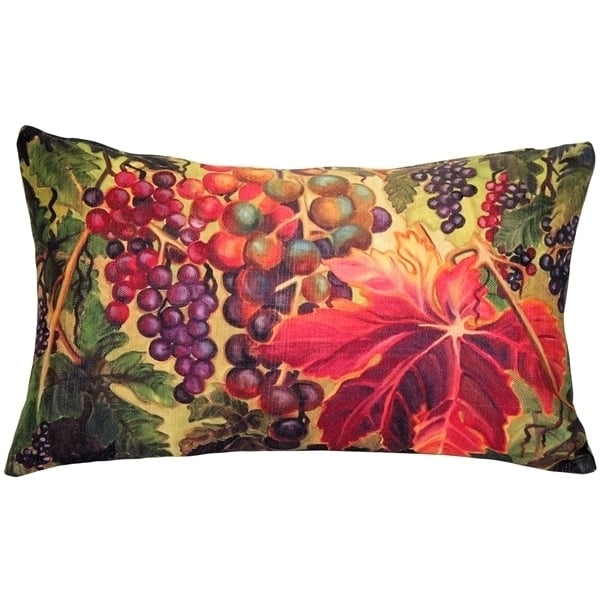 Pillow Decor Summer Vine Throw Pillow 12x20 Indoor Outdoor Fabric Purple Grapes Image 1