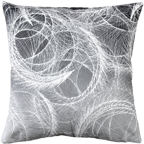 Pillow Decor Feather Swirl Gray Throw Pillow 20x20 Polyester Concealed Zipper Image 1