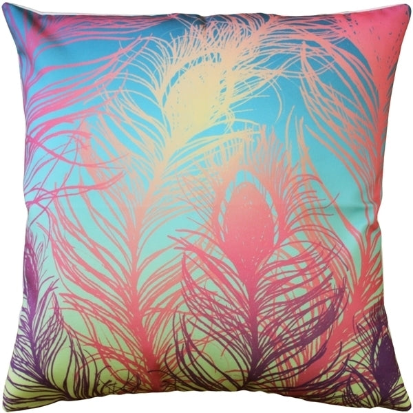 Pillow Decor Peacock Feathers Pastel Throw Pillow 20x20 Polyester Blue Green Image 1