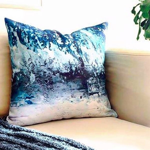 Pillow Decor Winter Storm Throw Pillow 20x20 Blue Gray White Polyester Design Image 3