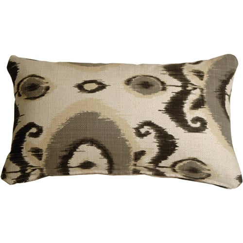 Pillow Decor Ikat Decorative Pillow Gray 12x20 Cotton Polyester Linen Cover Image 1