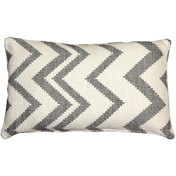 Pillow Decor Lorenzo Zigzag Gray Cotton Throw Pillow 12x20 Decorative Accent Image 1