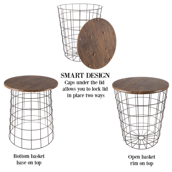 Set of 2, Lavish Home Wood and Wire Nested End Tables Image 4