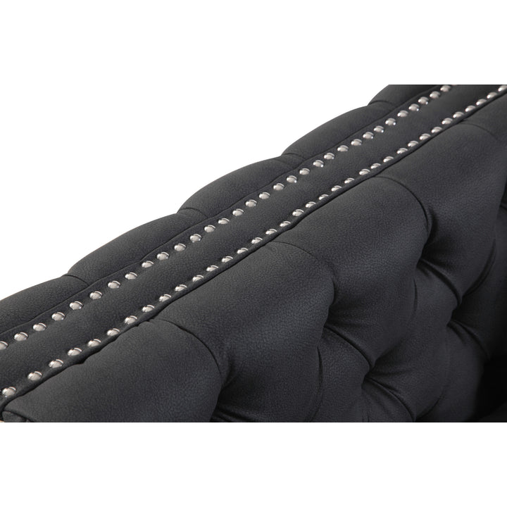 Picasso Right Hand Facing Sectional Sofa PU Leather Button Tufted L Shape Chaise Image 9