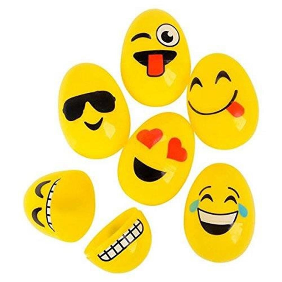 Emoticon Plastic Easter Egg Hunt Set 12 Count Emoji Faces Colorful Fun Image 1