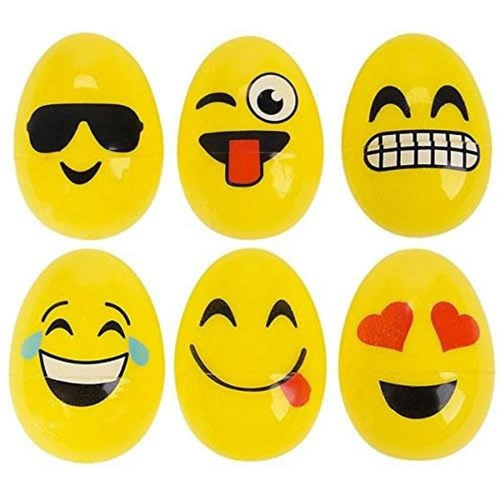 Emoticon Plastic Easter Egg Hunt Set 12 Count Emoji Faces Colorful Fun Image 2