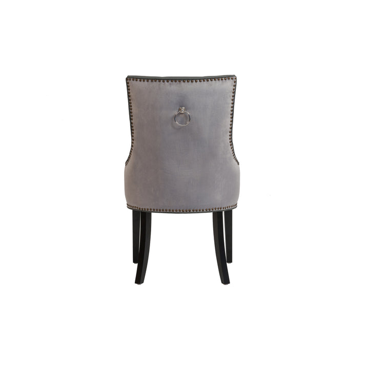 Gideon 2 Pc. Dining Side Chair PU Leather Velvet Polished Brass Nailheads Espresso Finished Wooden Legs Image 7