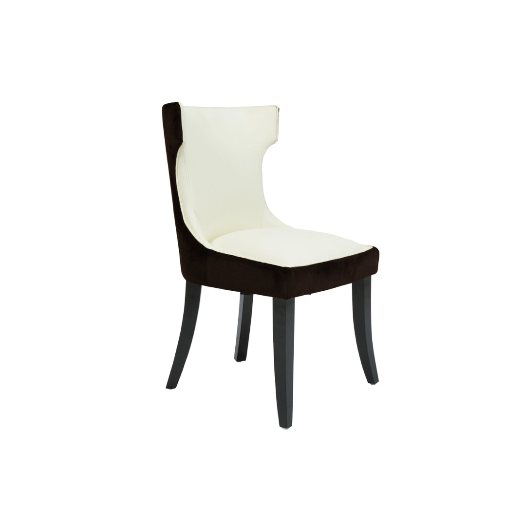 Kona 2-Pc. Set Dining Side Chair Velvet PU Leather Espresso Wood Frame Image 5