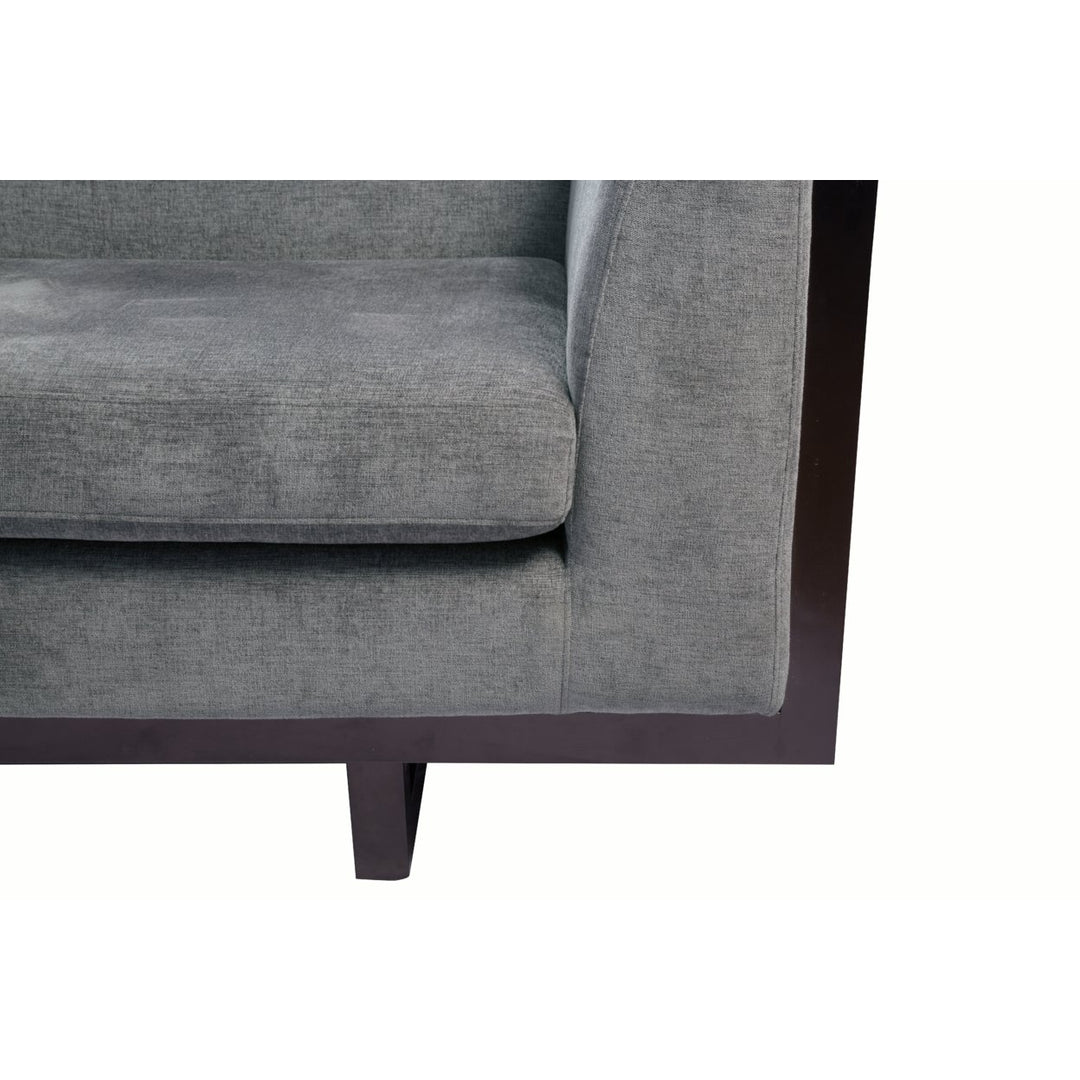 Genevieve Sofa Linen-Textured Upholstery Espresso Finished Lattice Wood Frame Image 7