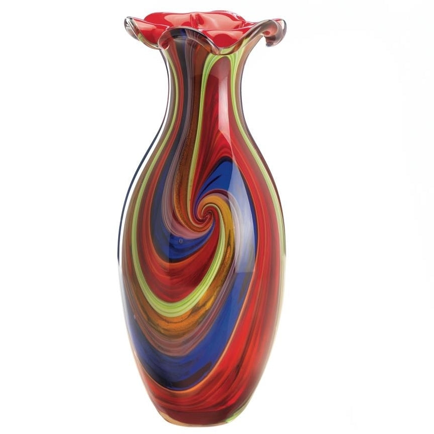 SWIRL OF COLORS ART GLASS VASE Image 1