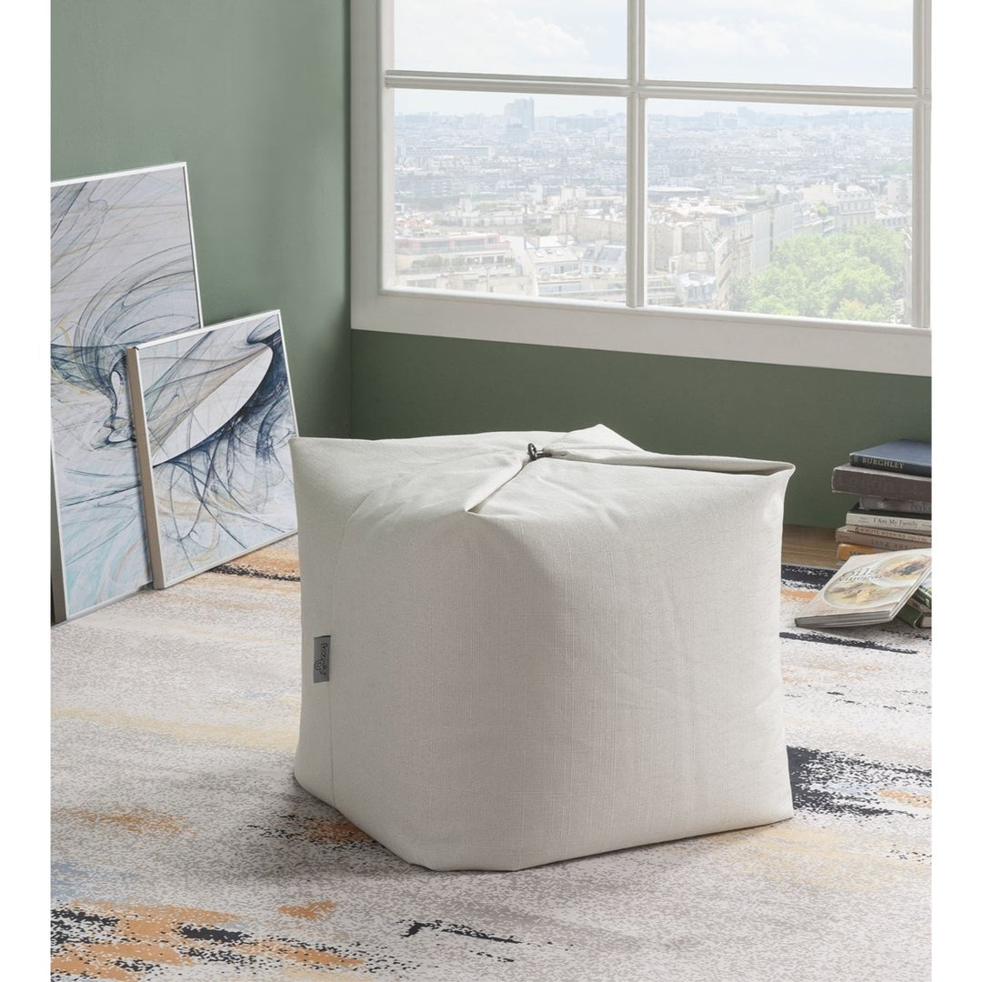 Loungie? Magic Pouf Beanbag-Linen or Sherpa Fabric-3-in-1 Convertible Ottoman + Chair + Floor Pillow-Modern and Image 1