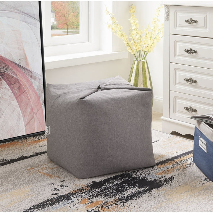 Loungie? Magic Pouf Beanbag-Linen or Sherpa Fabric-3-in-1 Convertible Ottoman + Chair + Floor Pillow-Modern and Image 4