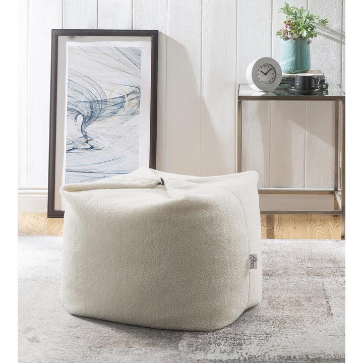 Loungie? Magic Pouf Beanbag-Linen or Sherpa Fabric-3-in-1 Convertible Ottoman + Chair + Floor Pillow-Modern and Image 3