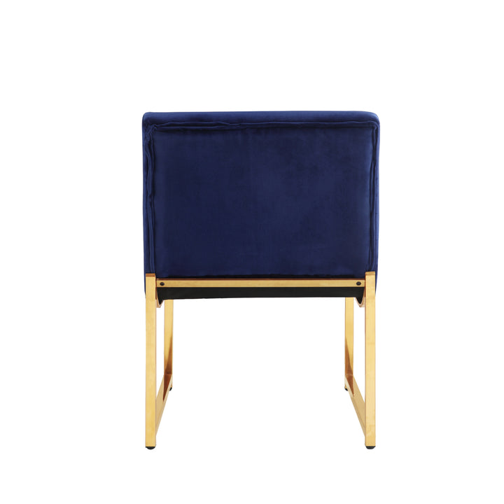 Katya Accent Chair Sleek Elegant Tufted Velvet Upholstery Plush Cushion Brass Finished Polished Metal Frame Image 6