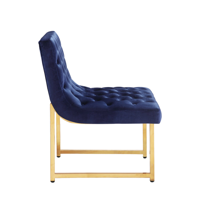 Katya Accent Chair Sleek Elegant Tufted Velvet Upholstery Plush Cushion Brass Finished Polished Metal Frame Image 8