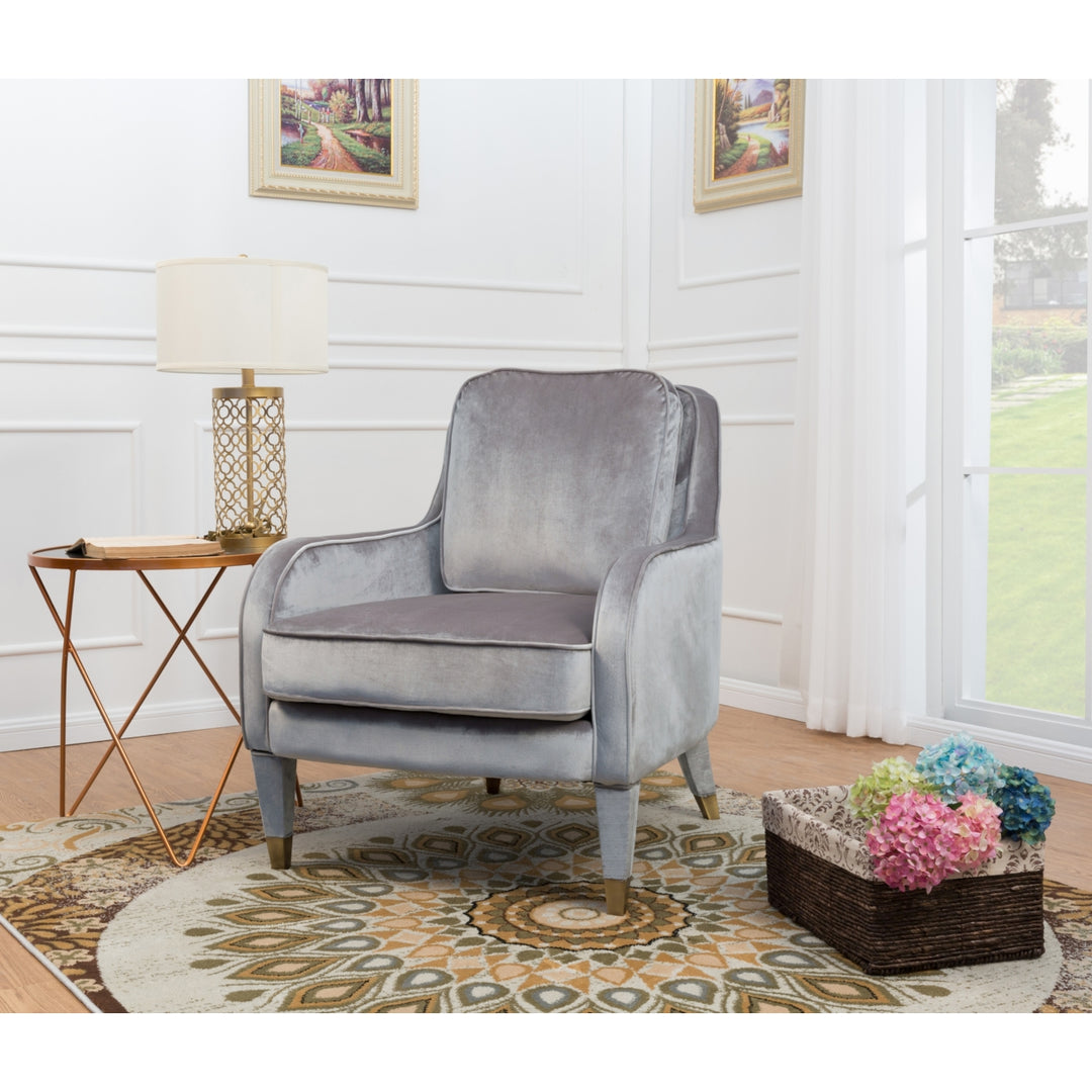 Gila Accent Club Chair Velvet Upholstered Plush Cushion Seat Metal Trim Image 1