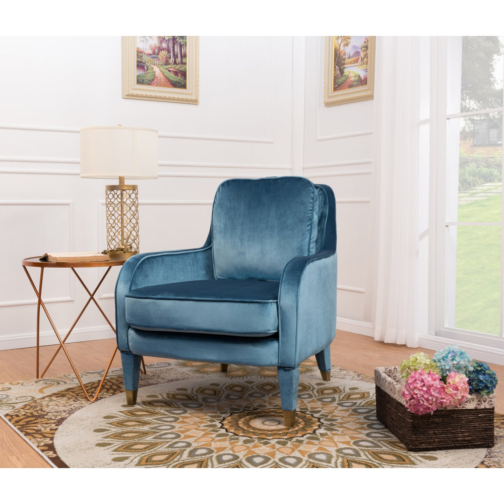 Gila Accent Club Chair Velvet Upholstered Plush Cushion Seat Metal Trim Image 2