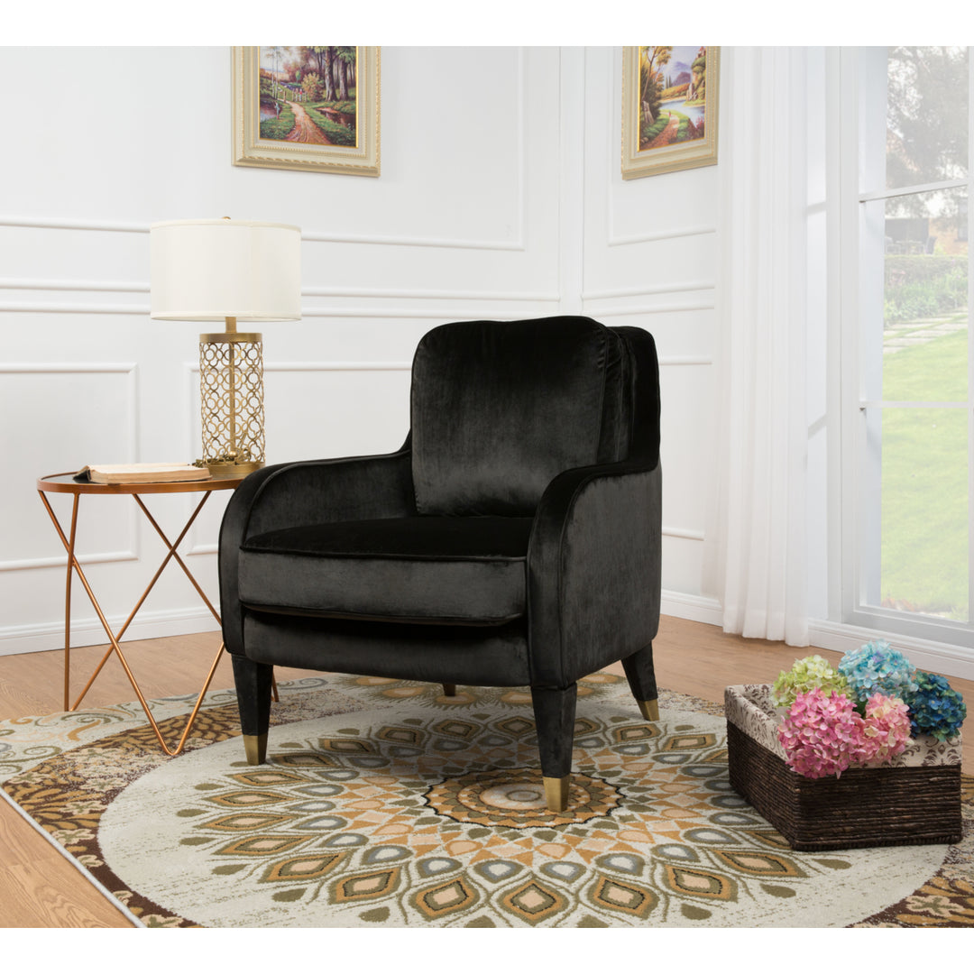 Gila Accent Club Chair Velvet Upholstered Plush Cushion Seat Metal Trim Image 3