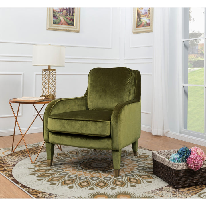 Gila Accent Club Chair Velvet Upholstered Plush Cushion Seat Metal Trim Image 4