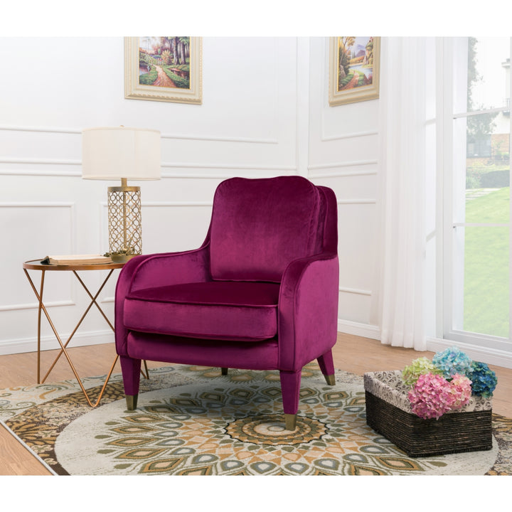 Gila Accent Club Chair Velvet Upholstered Plush Cushion Seat Metal Trim Image 5