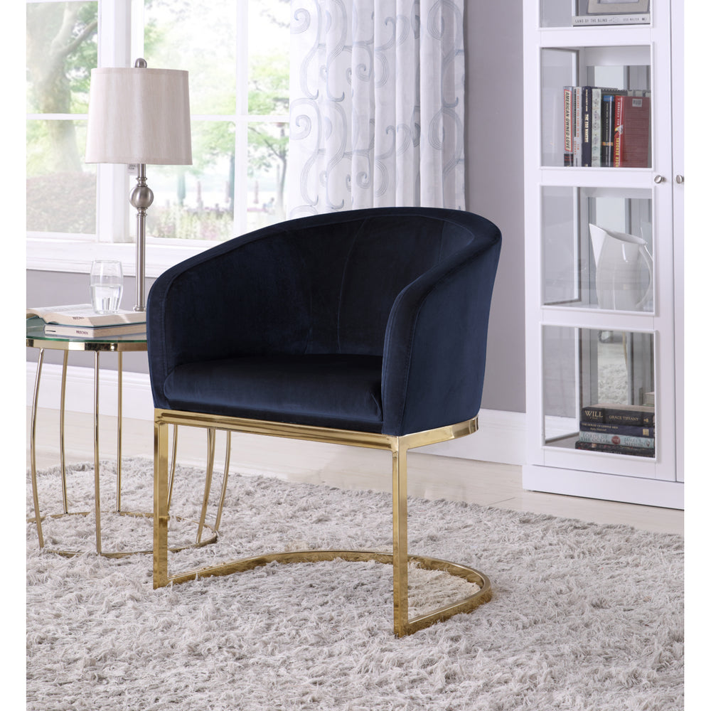 Lippi Accent Club Chair Velvet Upholstered Half-Moon Gold Plated Solid Metal U-Shaped Base Image 2