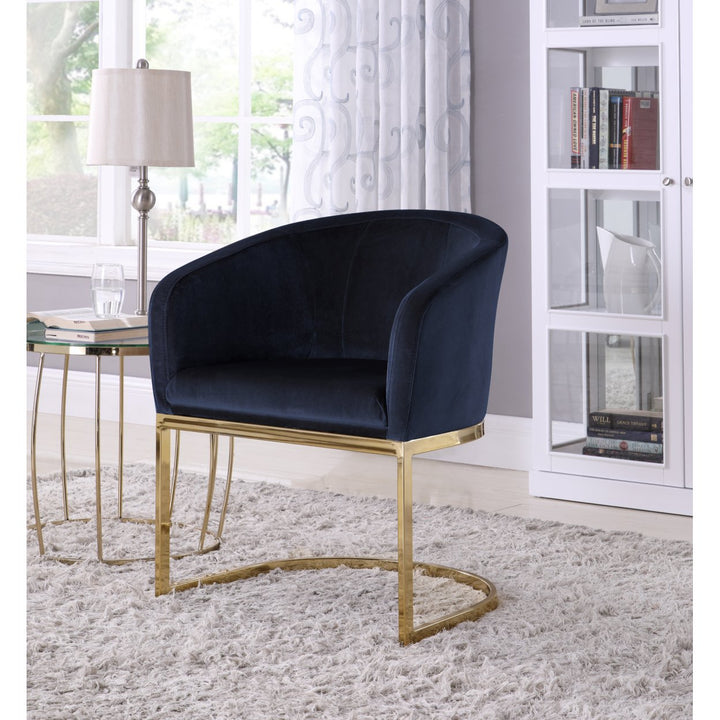 Lippi Accent Club Chair Velvet Upholstered Half-Moon Gold Plated Solid Metal U-Shaped Base Image 1