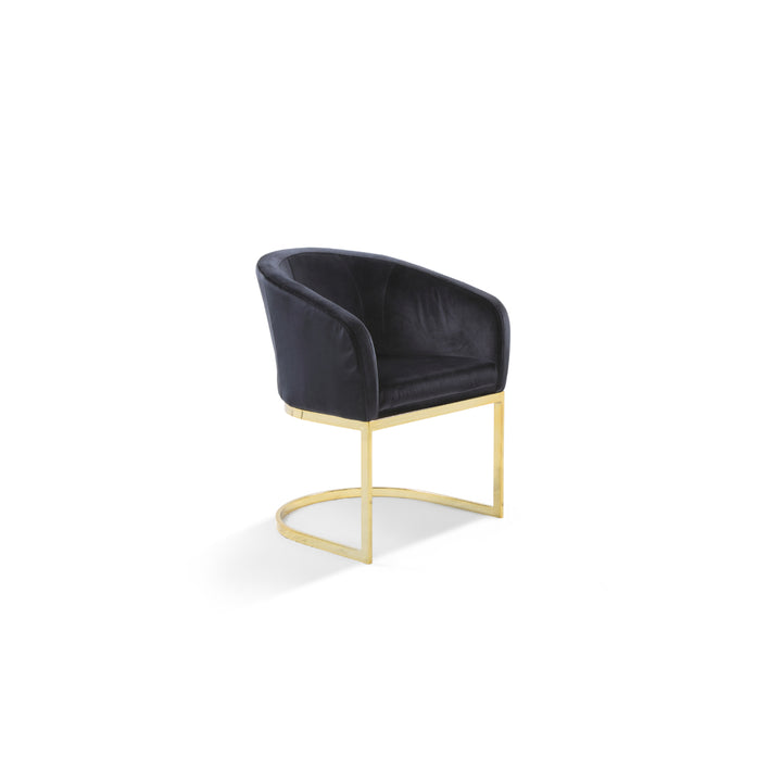 Lippi Accent Club Chair Velvet Upholstered Half-Moon Gold Plated Solid Metal U-Shaped Base Image 5