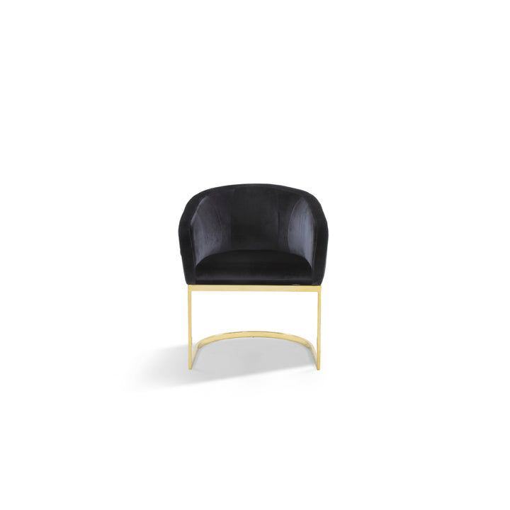 Lippi Accent Club Chair Velvet Upholstered Half-Moon Gold Plated Solid Metal U-Shaped Base Image 6