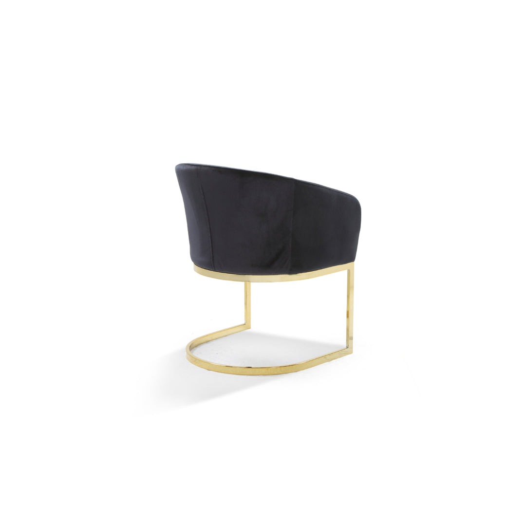 Lippi Accent Club Chair Velvet Upholstered Half-Moon Gold Plated Solid Metal U-Shaped Base Image 7