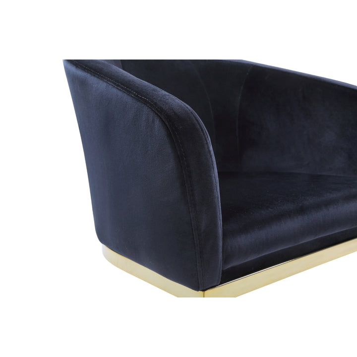 Lippi Accent Club Chair Velvet Upholstered Half-Moon Gold Plated Solid Metal U-Shaped Base Image 8