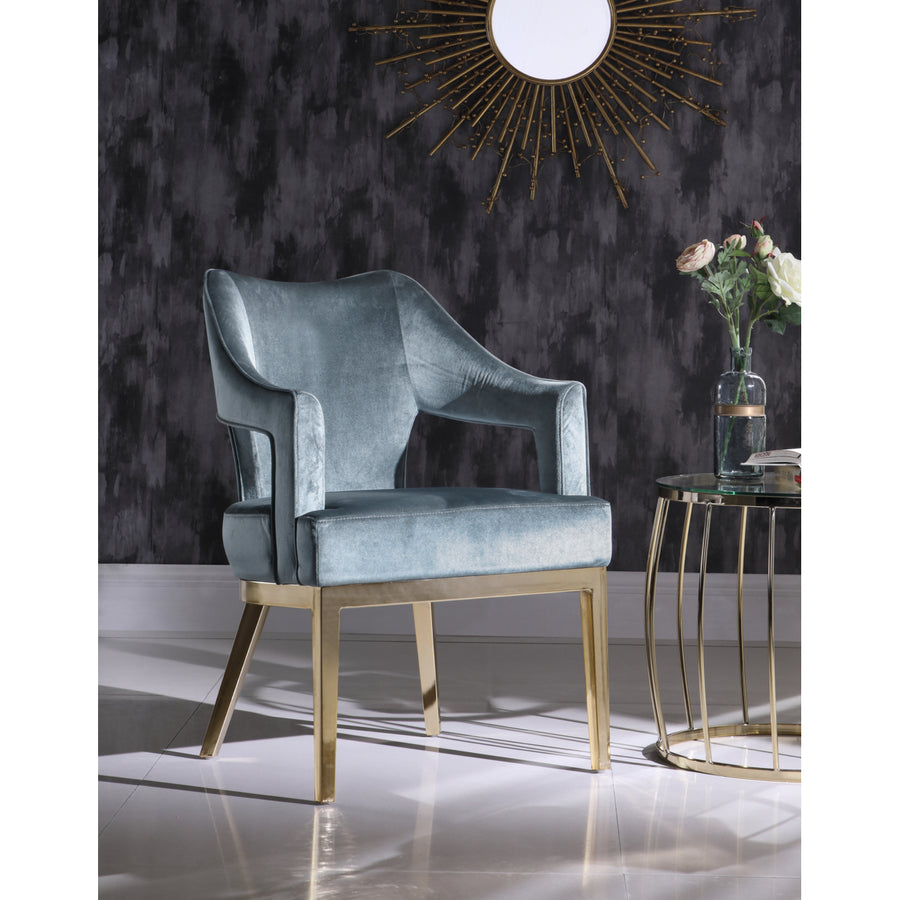 Shri Accent Chair Plush Velvet Upholstered Swoop Arm Gold Tone Solid Metal Legs Image 1