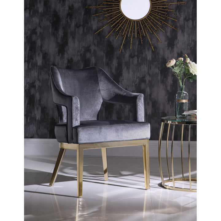 Shri Accent Chair Plush Velvet Upholstered Swoop Arm Gold Tone Solid Metal Legs Image 3